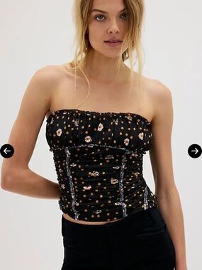 Free People Scottie Printed Tube Top in Black Combo NWoT RT $58